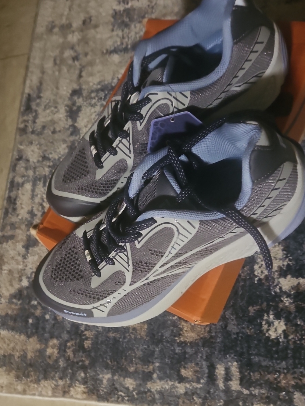 Propet Women's Gray Athletic Sneakers with Light Blue Accents